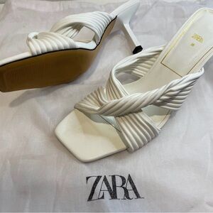 Zara Cream Strappy Heeled Sandals